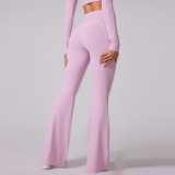 New cross-border yoga pants, high-waisted, brushed fabric, shaping fitness pants, slightly flared, outdoor wide-leg women's sports pants