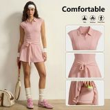 Women's tennis skirt with chest pads and safety shorts, anti-exposure sports short skirt, tennis outfit
