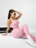 Manufacturer's seamless yoga set for women: sports bra, tight-fitting fitness yoga pants, butt-lifting leggings, peach butt, solid color