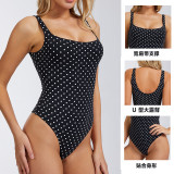 Cross-border sexy backless bodysuit for women, black polka dot butt-lifting one-piece fitness suit, slimming waist-shaping bodysuit