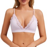 European and American cross-border sexy lace bra with no underwire, push-up effect, side breast support, triangle soft cup, breathable and nude-feel bra