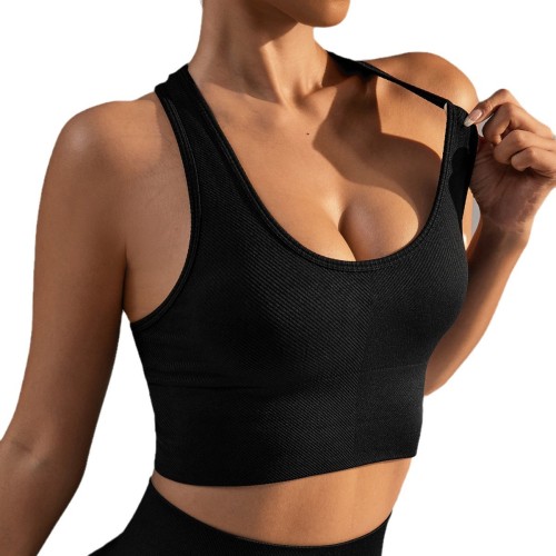 One-piece tight-fitting sports tank top for women, racerback, quick-dry, for running, fitness, U-neck, yoga, solid color, small tank top