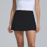 Summer high-waisted white skirt, sun-protective, breathable, anti-exposure, outdoor fitness short skirt, faux two-piece sports tennis skirt