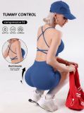 dfyne women's sports yoga set with cross-strap bra, tummy control and butt-lifting shorts, summer fitness workout set