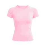dyfne short-sleeved yoga top for women, matte nylon yoga T-shirt, waist-cinching, slimming, figure-flattering sports short-sleeved top