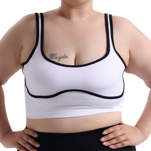 Two-tone plus-size wireless sports vest for women, suitable for outdoor wear, fitness, running, shockproof, and supportive sports yoga vest