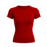 dyfne short-sleeved yoga top for women, matte nylon yoga T-shirt, waist-cinching, slimming, figure-flattering sports short-sleeved top
