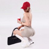 Women's sports yoga set with halter neck sports bra, waist-cinching, tummy control, peach butt fitness shorts