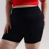 European and American plus-size seamless sports peach-butt shorts for women, outdoor running slimming butt-lifting yoga pants, fitness three-quarter pants