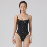 Cross-border sexy lace yoga jumpsuit, skin-friendly with adjustable shoulder straps, shapewear triangle strap jumpsuit