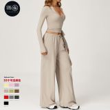 New cross-border brushed yoga set, quick-dry, beautiful back camisole sports set, casual running fitness three-piece outfit