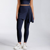 Cross-border tight-fitting high-waisted quick-dry yoga pants with detachable breathable butt-covering skirt for outer wear, peach-butt fitness pants