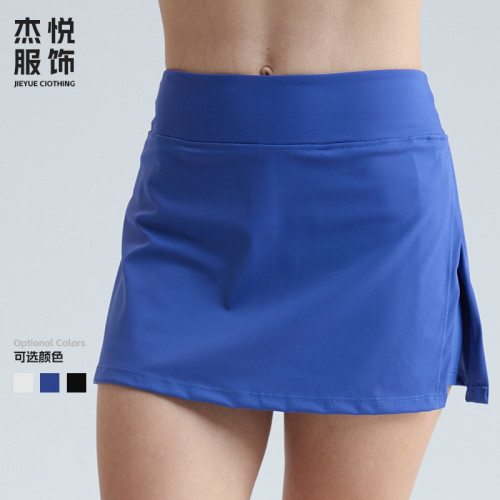 Summer high-waisted white skirt, sun-protective, breathable, anti-exposure, outdoor fitness short skirt, faux two-piece sports tennis skirt
