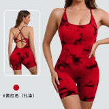 European and American style one-piece yoga suit with removable chest pads, cross-back design for a beautiful back, breathable, casual sports shapewear jumpsuit