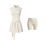 Women's tennis skirt with chest pads and safety shorts, anti-exposure sports short skirt, tennis outfit