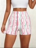 Spring new dopamine print tight yoga shorts for women, high-waisted tummy control fitness pants, butt-lifting running shorts for women