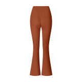 New cross-border yoga pants, high-waisted, brushed fabric, shaping fitness pants, slightly flared, outdoor wide-leg women's sports pants