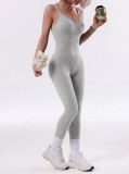 Cross-border yoga jumpsuit for women with spaghetti straps and beautiful back, fitness jumpsuit for outerwear, tummy control, peach butt sports jumpsuit