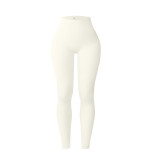 European-style seamless ribbed sports yoga pants for women, high-waisted tight leggings with peach butt and tummy control