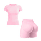 dfyne yoga sportswear set for women, slimming and figure-flattering short-sleeve sports set, outdoor fitness outfit