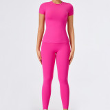 Cross-border spring and summer yoga wear, short-sleeved fitness sports top, outerwear, outdoor running quick-dry shirt for women