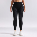 Seamless Breathable High-Waisted Color-Block Yoga Pants for Women, Tight-Fitting, Butt-Lifting, Long Striped Sports Yoga Trousers