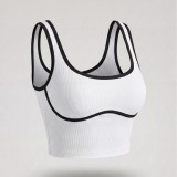 European and American style color-blocking sports vest for women, no underwire, beautiful back yoga vest top, slim-fit running and fitness vest