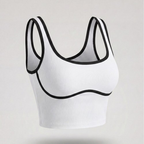 European and American style color-blocking sports vest for women, no underwire, beautiful back yoga vest top, slim-fit running and fitness vest
