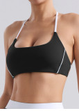 Nude-feel beautiful back color-blocking sports halter neck yoga bra for women, high-intensity shockproof, supportive fitness and running sports underwear
