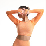 European and American cross-border long-sleeve sportswear for women, polka dot tight-fitting high-elastic yoga wear, indoor and outdoor fitness top