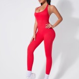 Sports butt-lifting backless jumpsuit for women, peach butt slimming one-piece fitness tank top yoga outfit