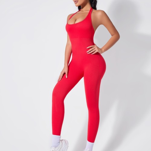 Sports butt-lifting backless jumpsuit for women, peach butt slimming one-piece fitness tank top yoga outfit