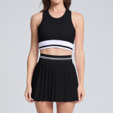New cross-border outdoor breathable sports tennis skirt, slimming, anti-exposure, high-waisted fitness yoga set