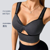 Cross-border seamless hollow-out yoga bra for women, indoor sports fitness shockproof top, women's fitness yoga strapless bra