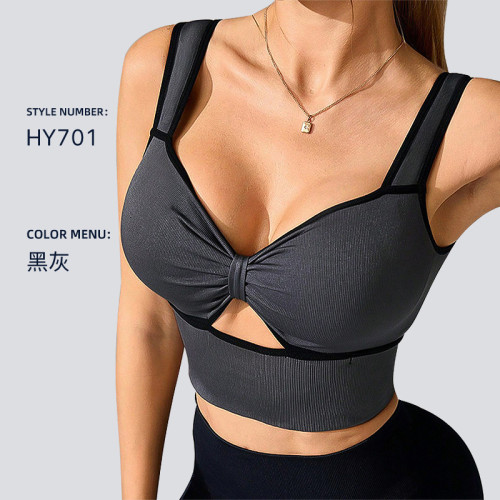 Cross-border seamless hollow-out yoga bra for women, indoor sports fitness shockproof top, women's fitness yoga strapless bra
