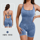 European and American style one-piece yoga suit with removable chest pads, cross-back design for a beautiful back, breathable, casual sports shapewear jumpsuit