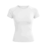 dyfne short-sleeved yoga top for women, matte nylon yoga T-shirt, waist-cinching, slimming, figure-flattering sports short-sleeved top