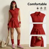 Women's tennis skirt with chest pads and safety shorts, anti-exposure sports short skirt, tennis outfit