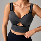 Cross-border seamless hollow-out yoga bra for women, indoor sports fitness shockproof top, women's fitness yoga strapless bra