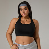 Plus-size women's sports vest with chest pads, seamless yoga vest, racerback design, running and fitness top