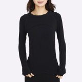 Autumn and winter women's long-sleeve sports yoga top with chest pads, breathable, moisture-wicking, slimming, suitable for running and fitness