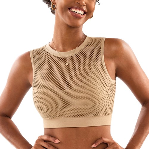 Mesh breathable faux two-piece sports yoga vest for women, quick-dry yoga bra, running fitness sports top