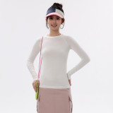 Tencel Merino Wool Long Sleeve Women's Base Layer Top with Round Neck, Thumb Hole, and Warm Inner Layer for Yoga