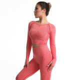 European and American style yoga outfit, high-waisted, tight-fitting, butt-lifting, long-sleeved yoga pants, sports and fitness cross-border long pants
