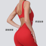 New cross-border product: High-elastic gym tight-fitting sports running one-piece fitness suit, quick-dry, tummy-control one-piece yoga outfit for women