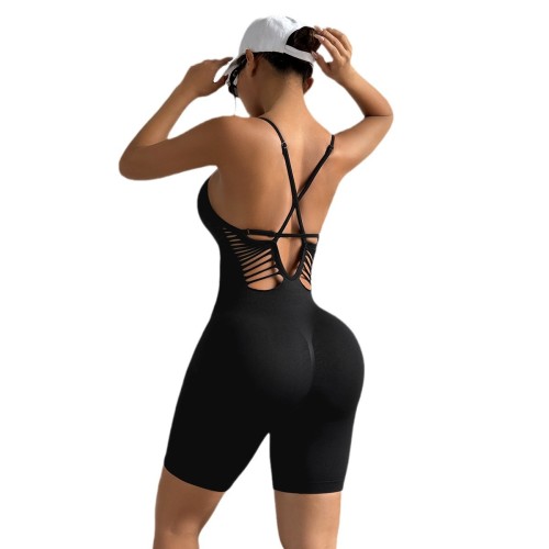 Shapewear jumpsuit with cups, seamless, sexy, with shoulder straps, sports one-piece yoga outfit, tight-fitting, waist-enhancing
