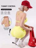 dfyne women's sports yoga set with cross-strap bra, tummy control and butt-lifting shorts, summer fitness workout set