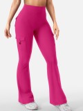 Sports flared leggings with pockets, invisible elastic high-waisted workwear gym outdoor yoga pants
