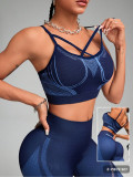 Yoga Set Nylon Elastic Compression Women's High-Waist Fitness Yoga Set Non-Slip Breathable Sweat-Wicking Sports Knitwear