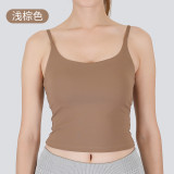 Cross-border anti-strangling sexy backless sports vest with built-in chest pads, naked-feel, high-elasticity, shockproof, and supportive yoga vest
